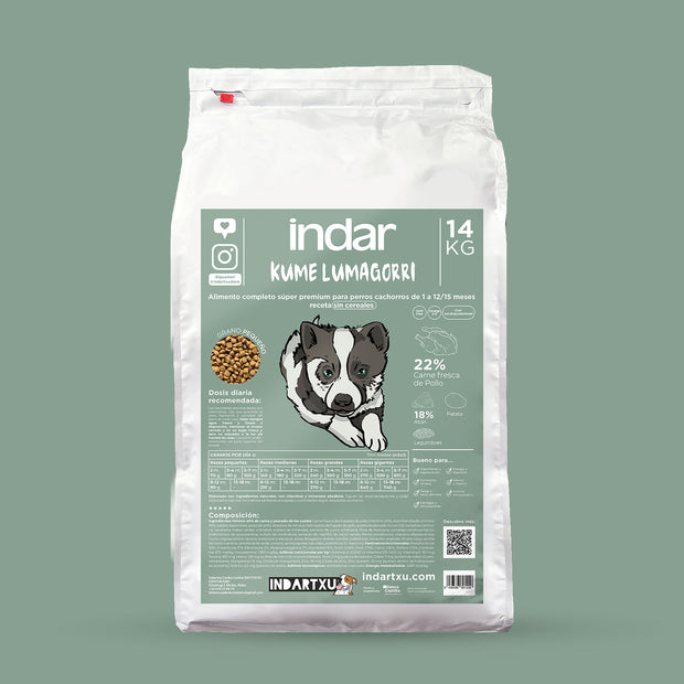 ALIMENTO COMPLETO PERRO CACHORRO SIN CEREAL SUPER PREMIUM  INDAR KUME LUMAGORRI