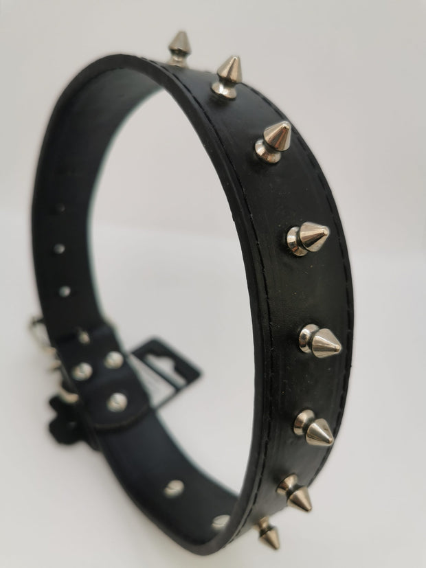 COLLAR CUERO SINTETICO SPIKES DAPAC