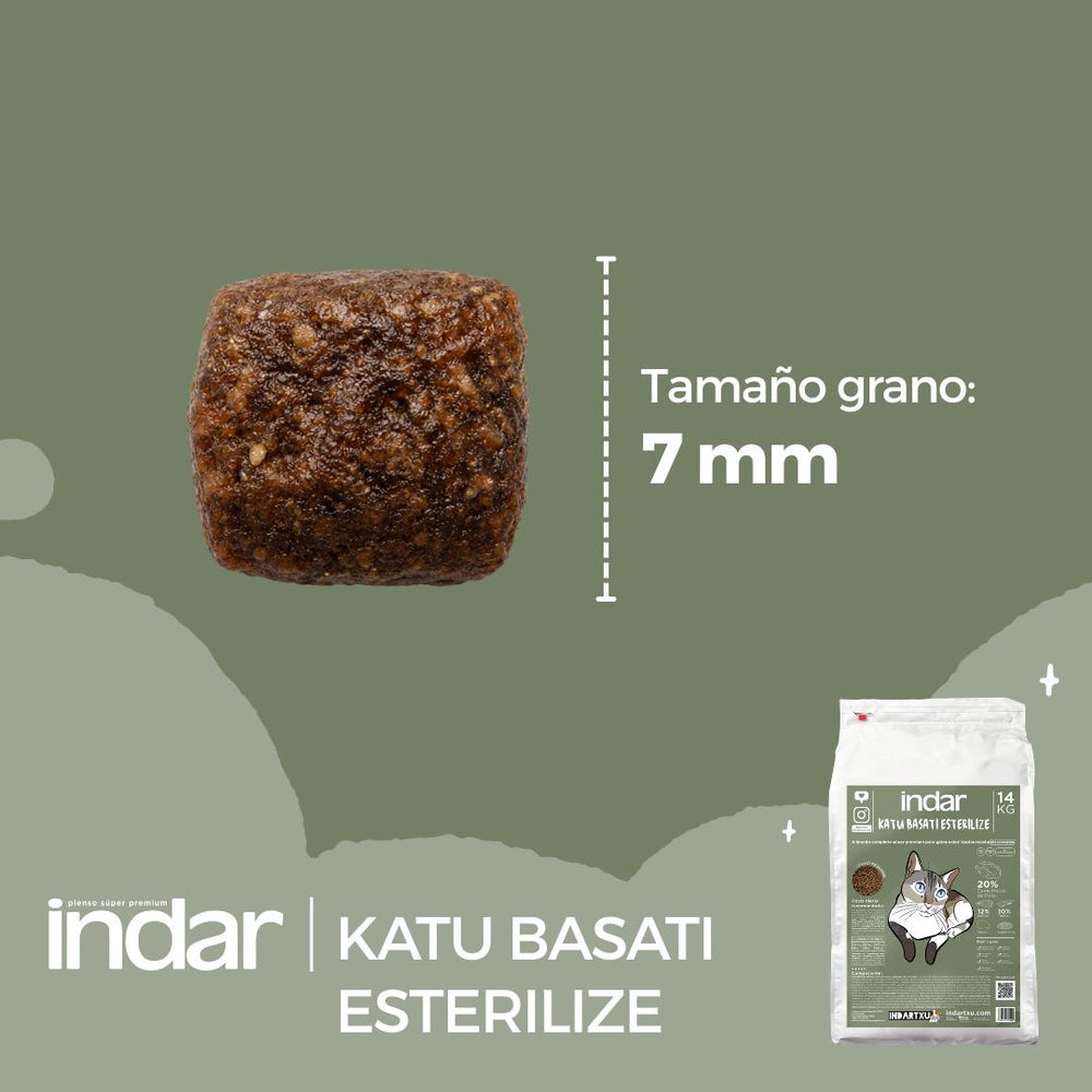 KATU BASATI ESTERILIZE - Gato esterilizado, sobrepeso o alérgico, SIN cereales - INDAR alimento completo súper premium