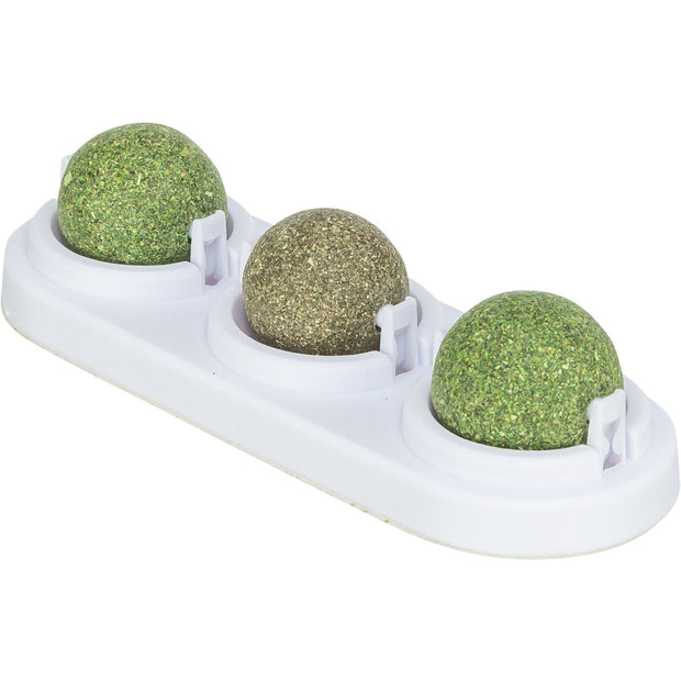 PELOTA TRIPLE CATNIP Y MATATABI CON SOPORTE GATO TRIXIE