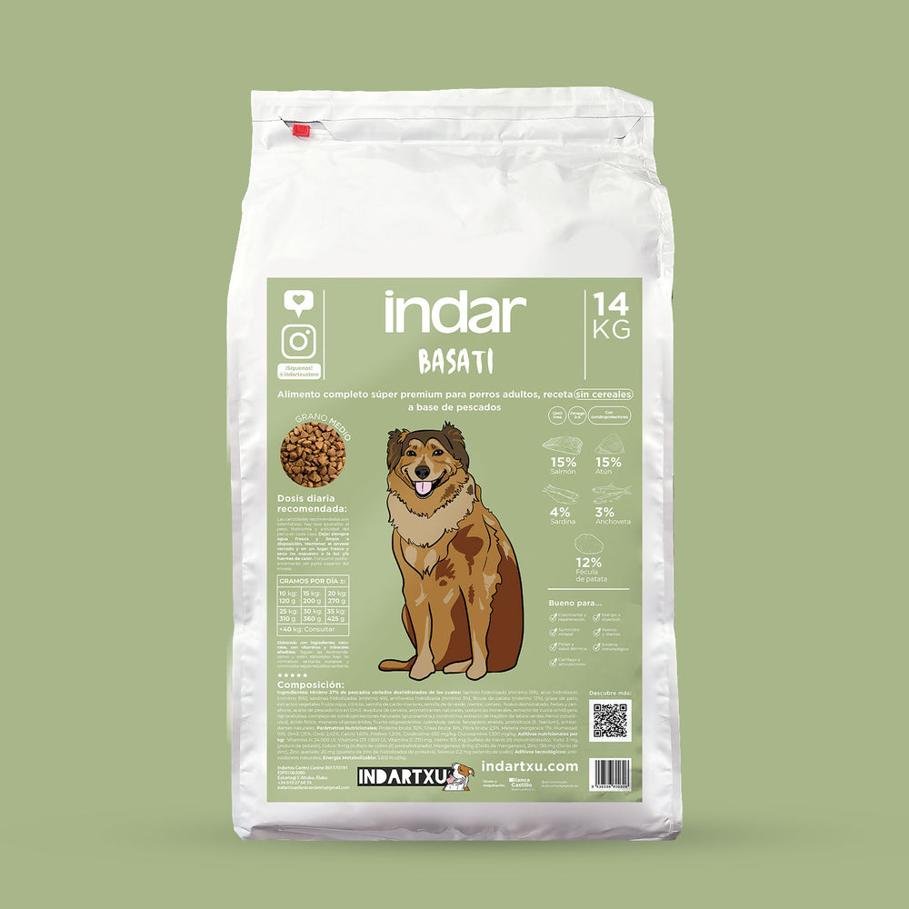 ALIMENTO COMPLETO PERRO SUPER PREMIUM SIN CEREAL INDAR BASATI