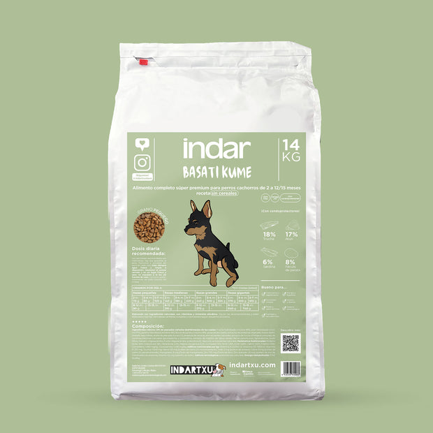 ALIMENTO COMPLETO PERRO CACHORRO SUPER PREMIUM SIN CEREAL INDAR KUME BASATI