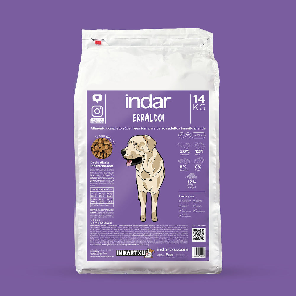 ALIMENTO COMPLETO PERRO RAZAS GRANDES SUPER PREMIUM INDAR ERRALDOI