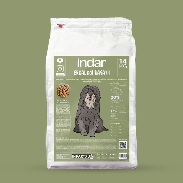 ALIMENTO COMPLETO PERRO RAZA GRANDE SIN CEREAL SUPER PREMIUM INDAR ERRALDOI BASATI