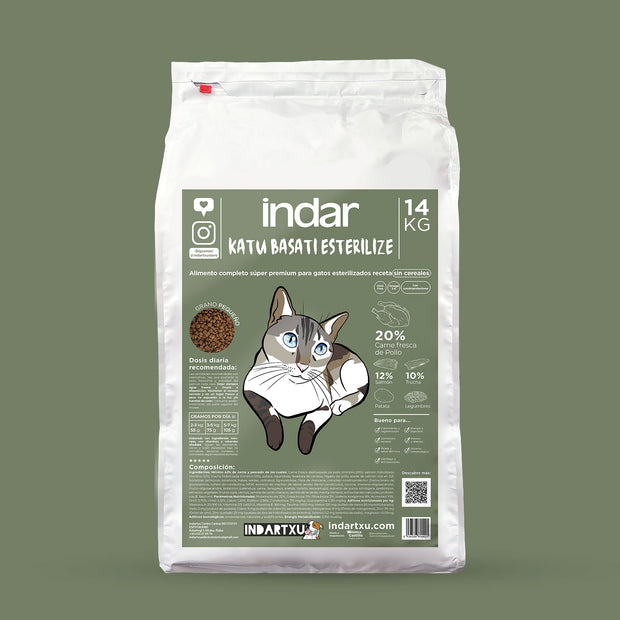 ALIMENTO COMPLETO GATO ESTERILIZADO SIN CEREAL SUPER PREMIUM INDAR KATU BASATI ESTERILIZE