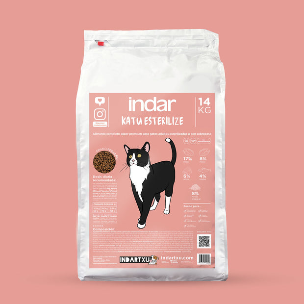 ALIMENTO COMPLETO GATO  ESTERILIZADO SUPER PREMIUM INDAR KATU ESTERILIZE