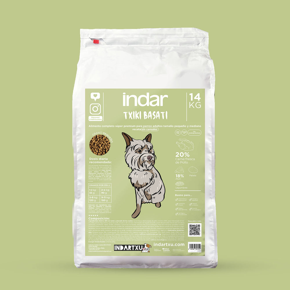 ALIMENTO COMPLETO PERRO RAZA PEQUEÑA Y MEDIANA SIN CEREAL SUPER PREMIUM TXIKI BASATI