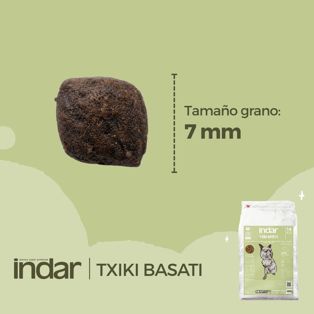 TXIKI BASATI - Perro, razas pequeñas y medianas, SIN cereales - INDAR alimento completo súper premium